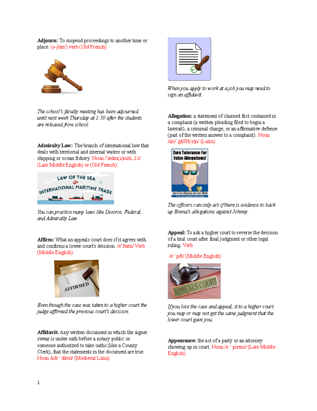 Law project Vocabulary Adjourn To suspend proceedings to another