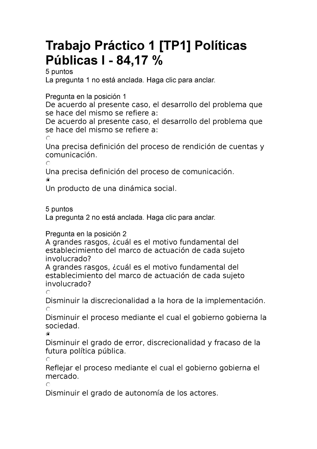 Trabajo Práctico 1 - 84,17% 2023 - Trabajo Práctico 1 [TP1] Políticas ...