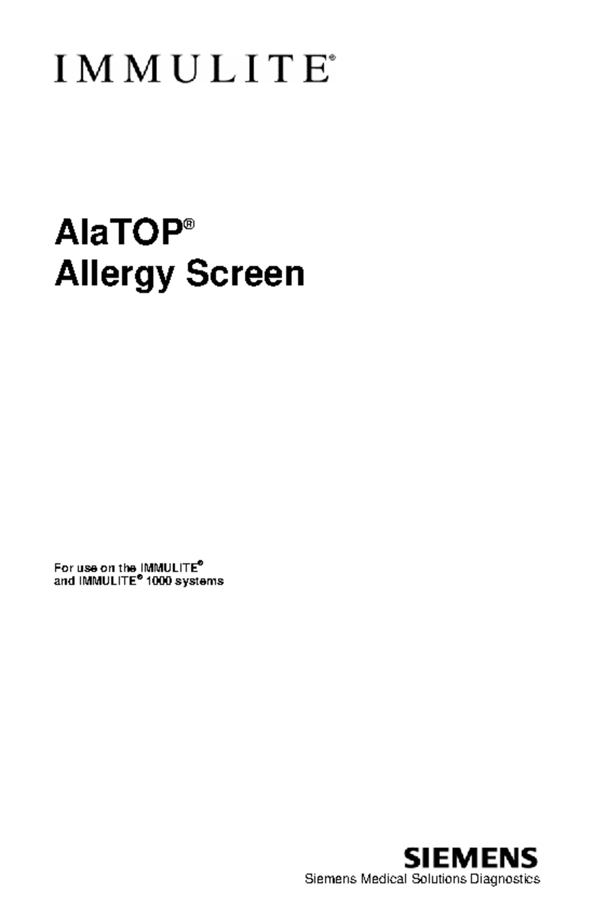 Inserto ALa TOP Allergy Screen Inmulite - Siemens Medical Solutions ...