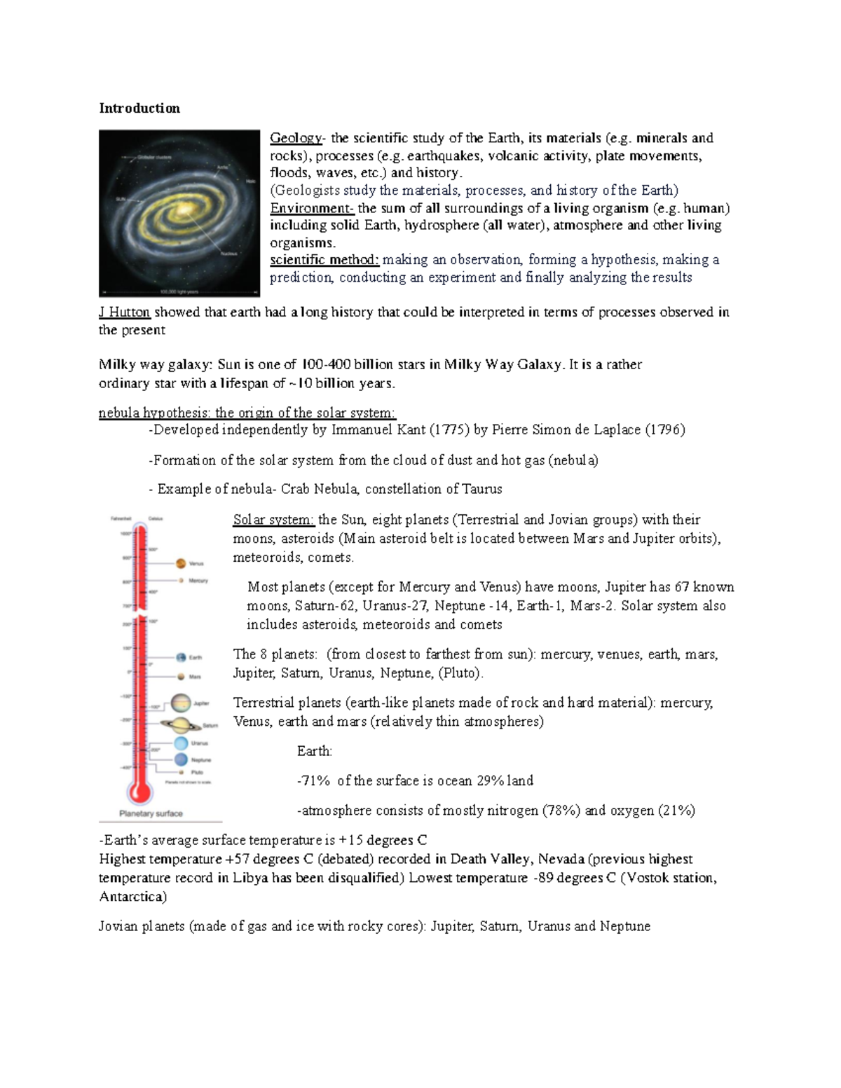 Study guide 1 answers - Introduction Geology- the scientific study of ...