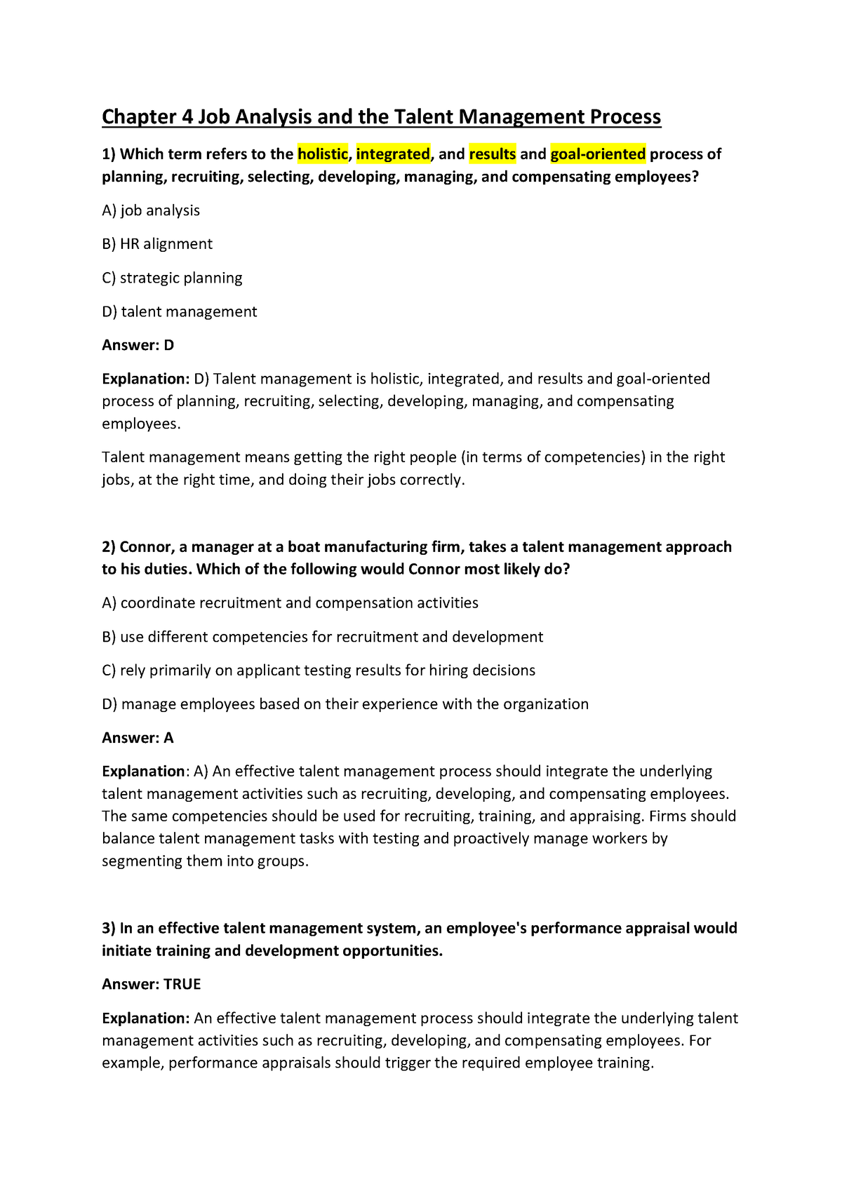 CHAP4 - HRM Chap 4 - Chapter 4 Job Analysis And The Talent Management ...