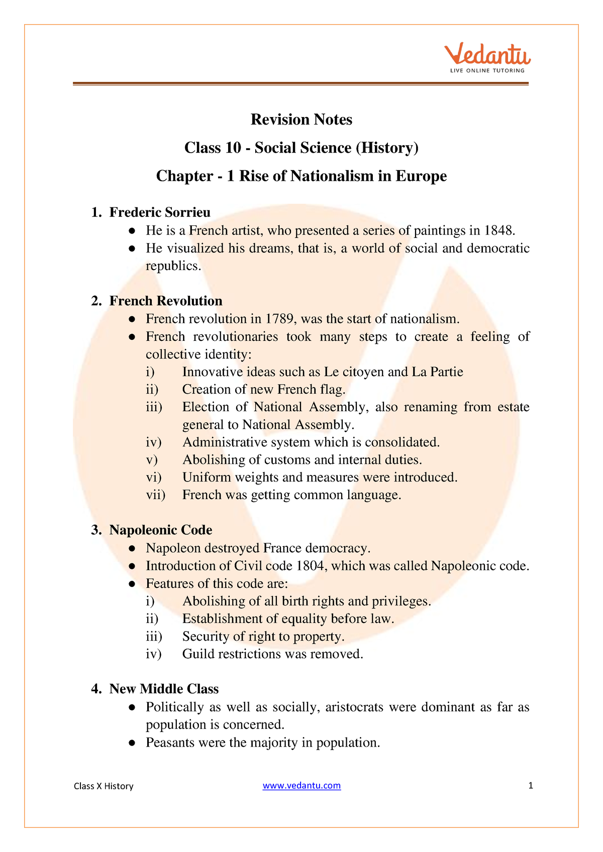 CBSE Class 10 History Chapter 1 Notes - The Rise Of Nationalism In ...