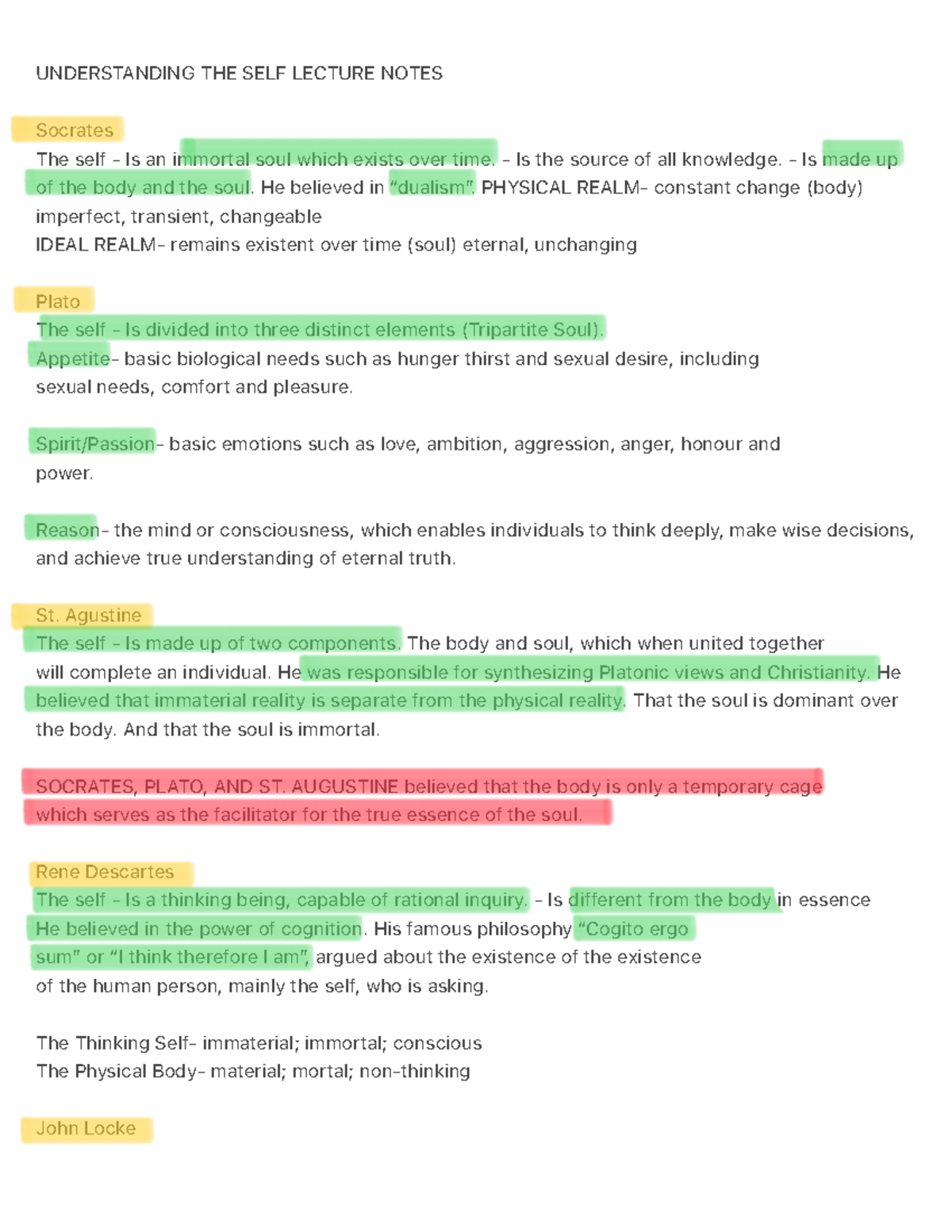 Understanding THE SELF Lecture Notes - Understanding the Self - PangSU ...