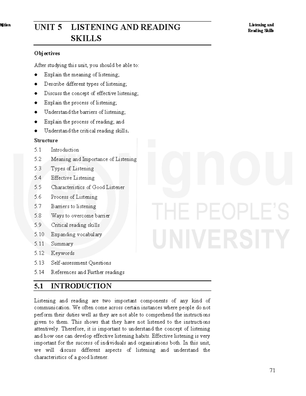 Listening AND Reading - Oral Communication at Work- MBA Study Materials ...