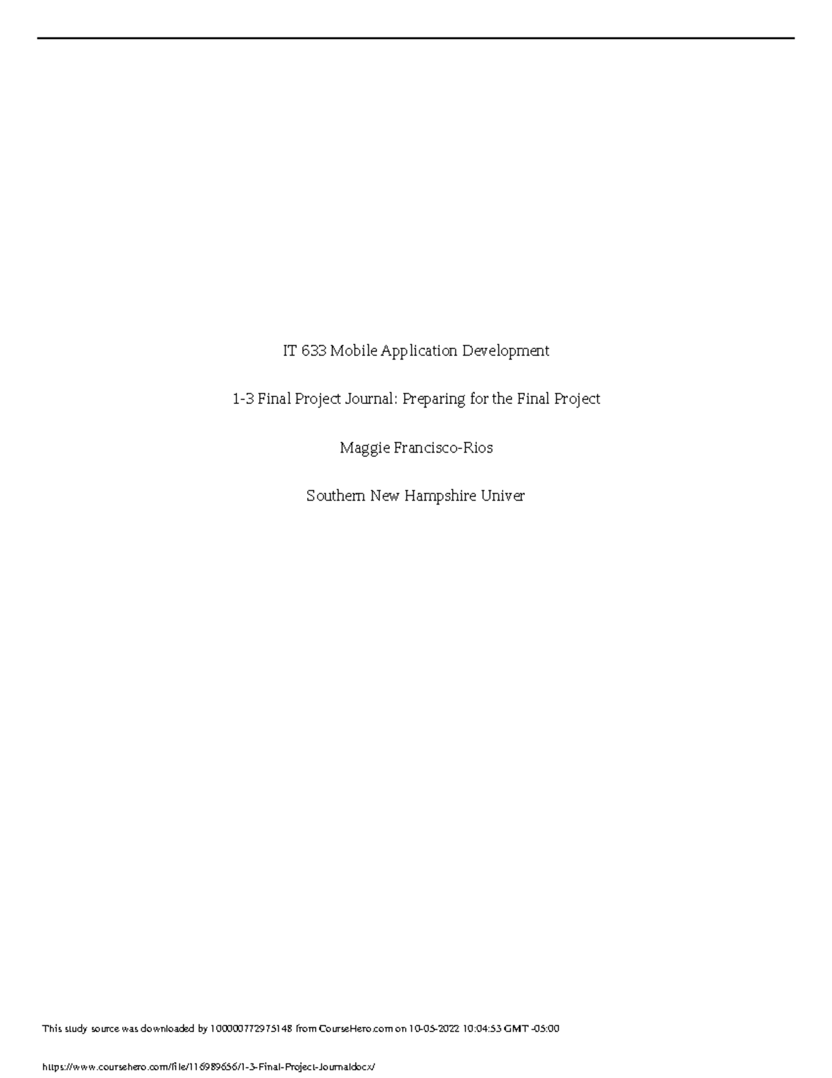 1 3 Final Project Journal - IT 633 Mobile Application Development 1-3 ...
