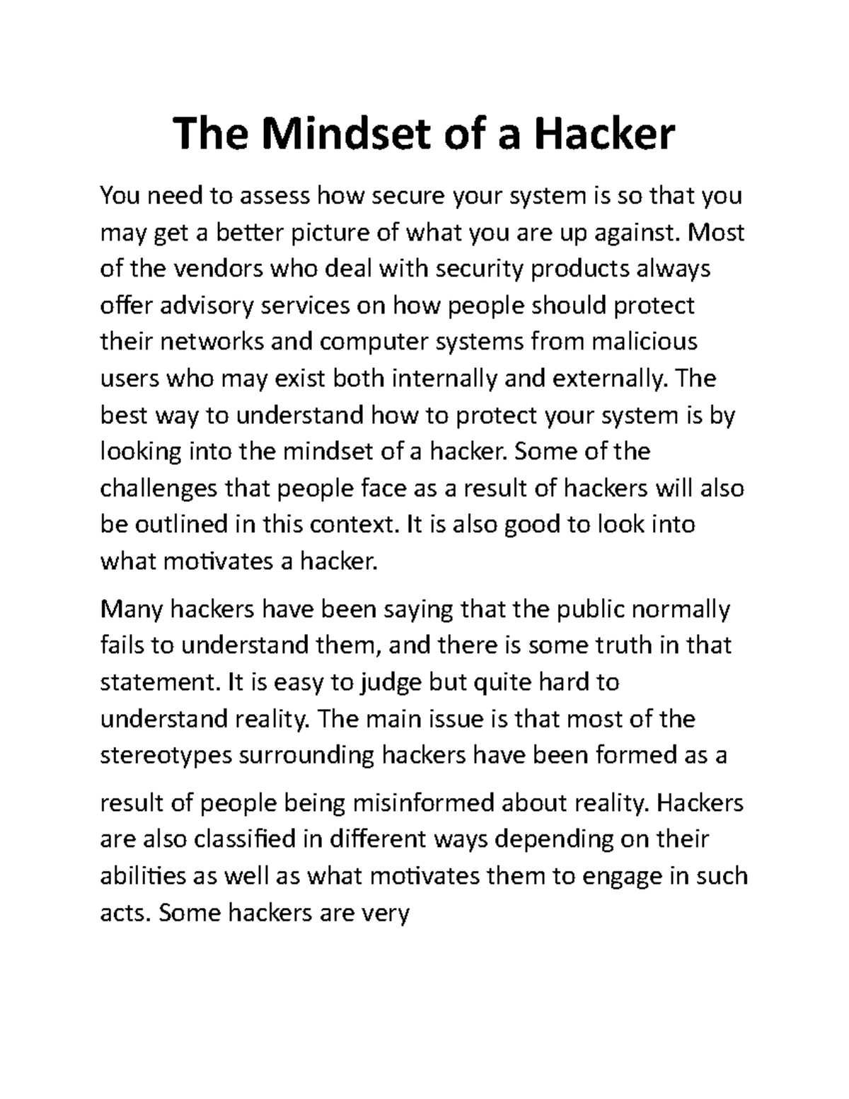 The Mindset of a Hacker - Most of the vendors who deal with security ...