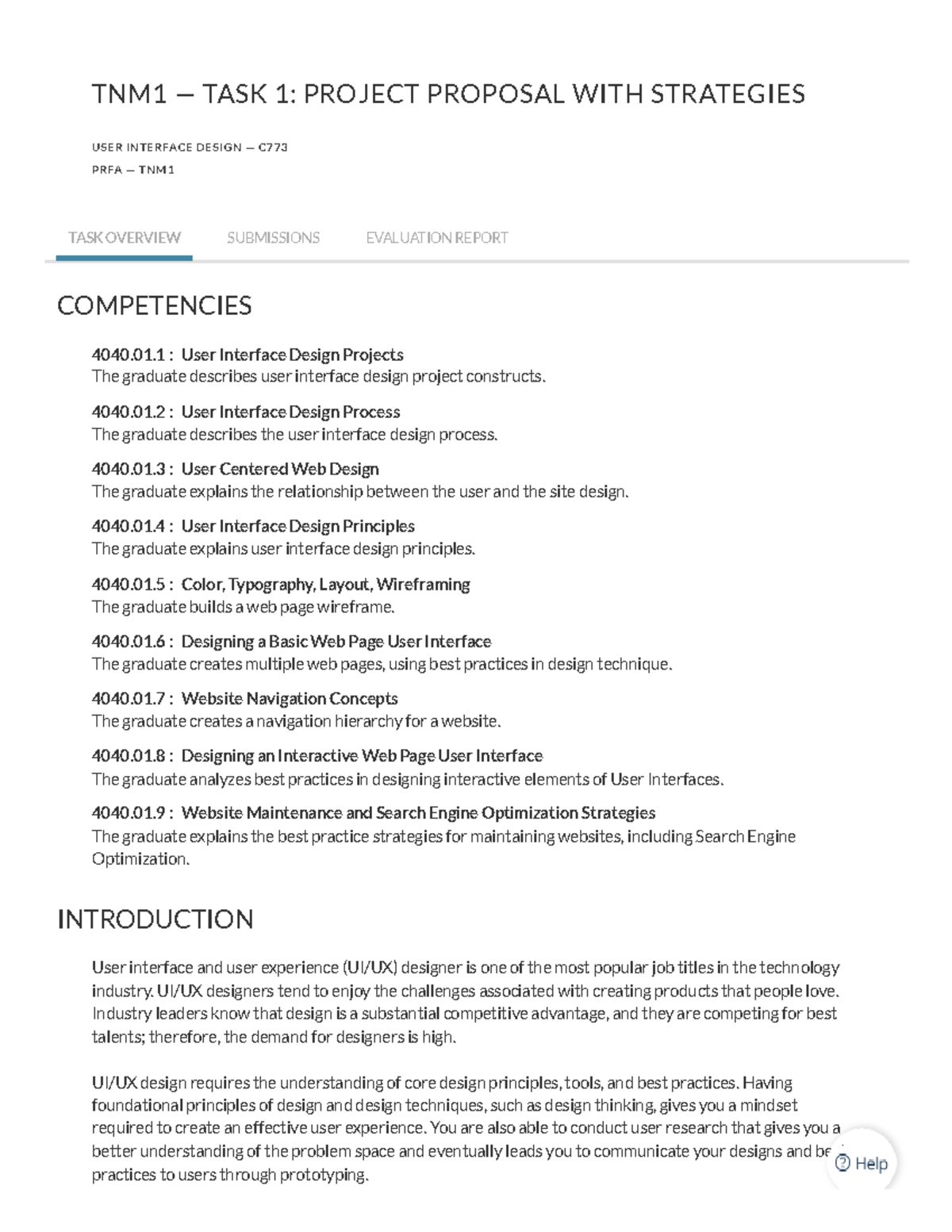 C773 Task 1 WGU Performance Assessment Rubric TNM1 — TASK 1 PROJECT