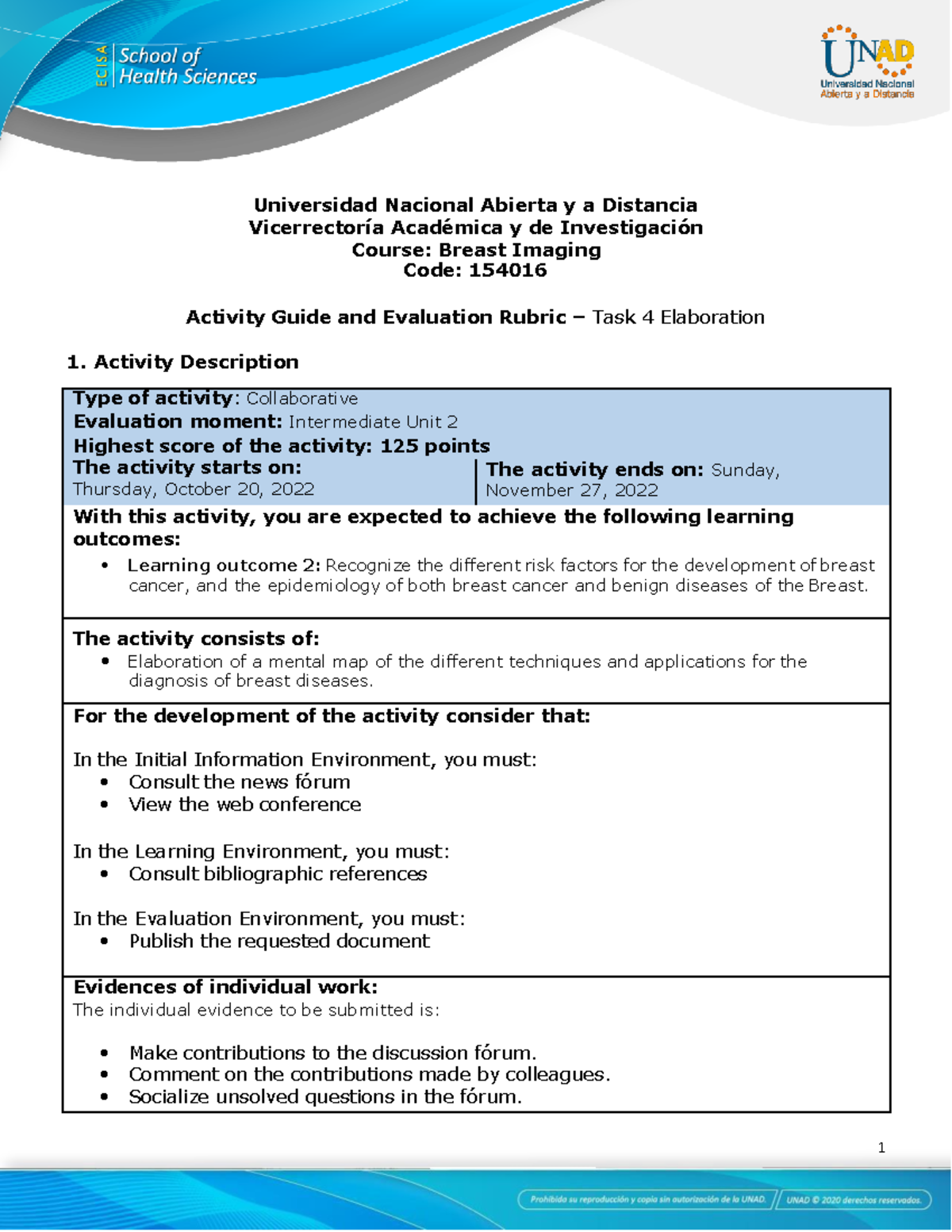 Activity guide and evaluation rubric - Unit 2 - Task 4 - Elaboration ...