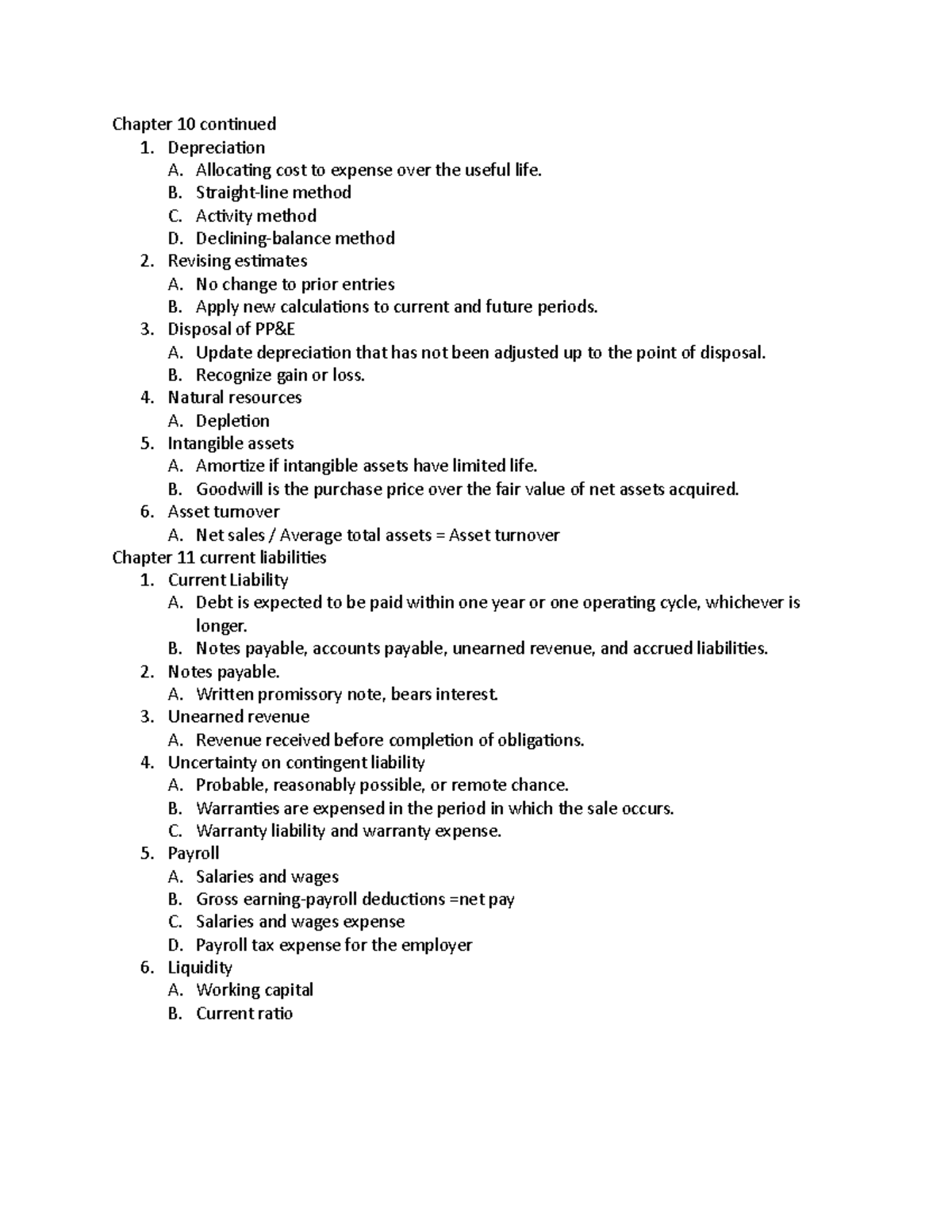 Chapter 10 continued and 11 - Chapter 10 continued 1. Depreciation A ...