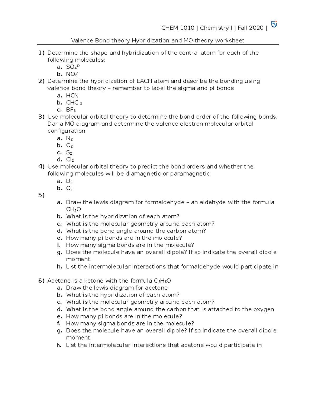 Valence Bond Theory Hybridization And MO Theory SO 4 2 B NO 2 2