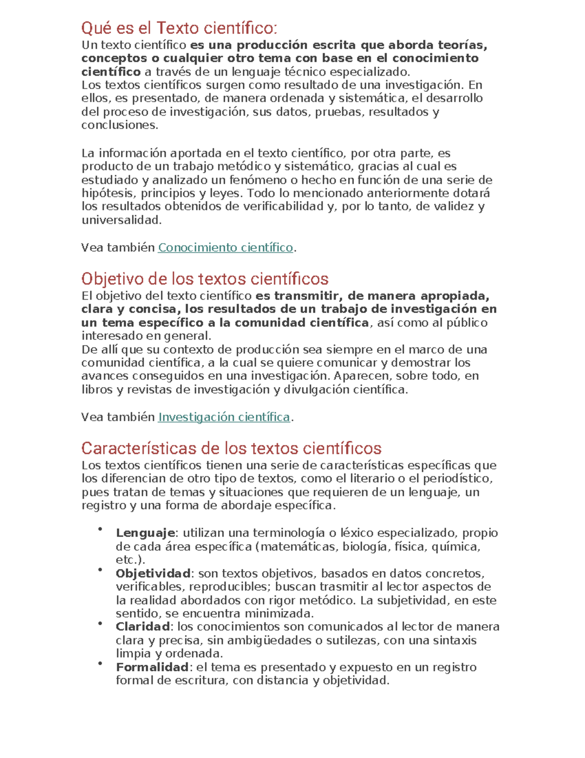 Qué es el Texto científico - Qué es el Texto científico: Un texto ...