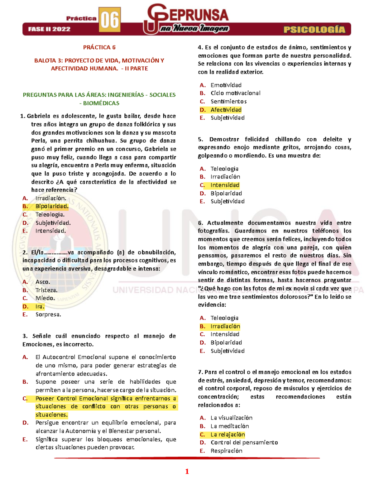 13 Psicología Práctica 06 Ceprunsa 2022 II FASE - PRÁCTICA 6 BALOTA 3 ...