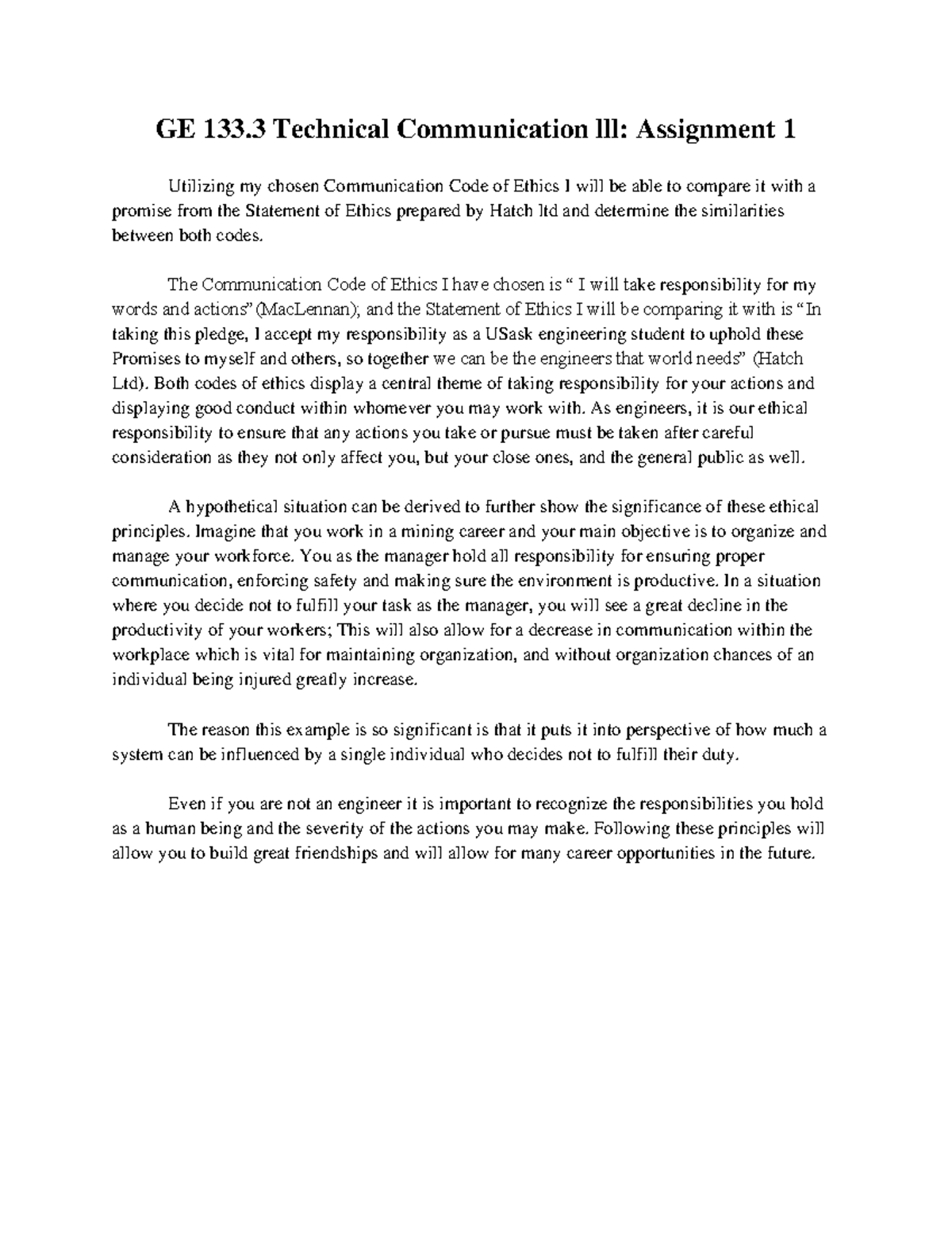 Assignment 1 - jnkllm - GE 133 Technical Communication lll: Assignment ...