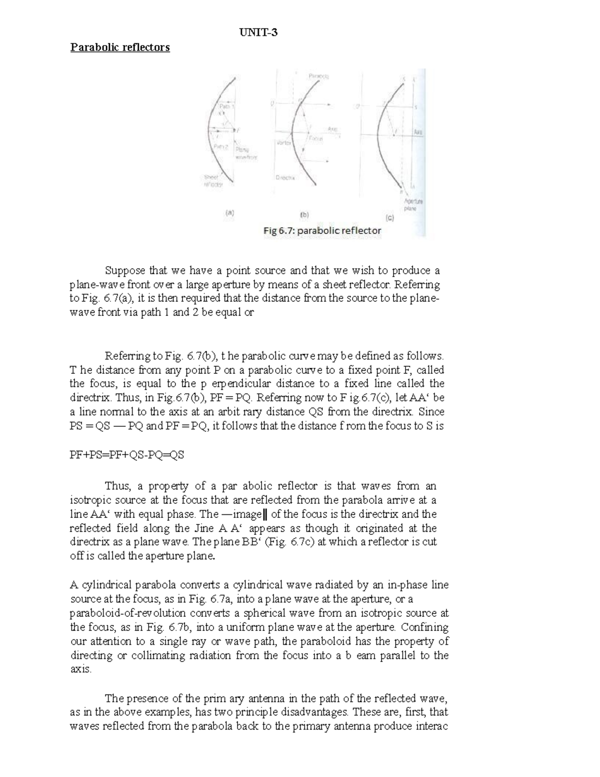 Antennas and Wave Propagation U3 new UNIT Parabolic reflectors