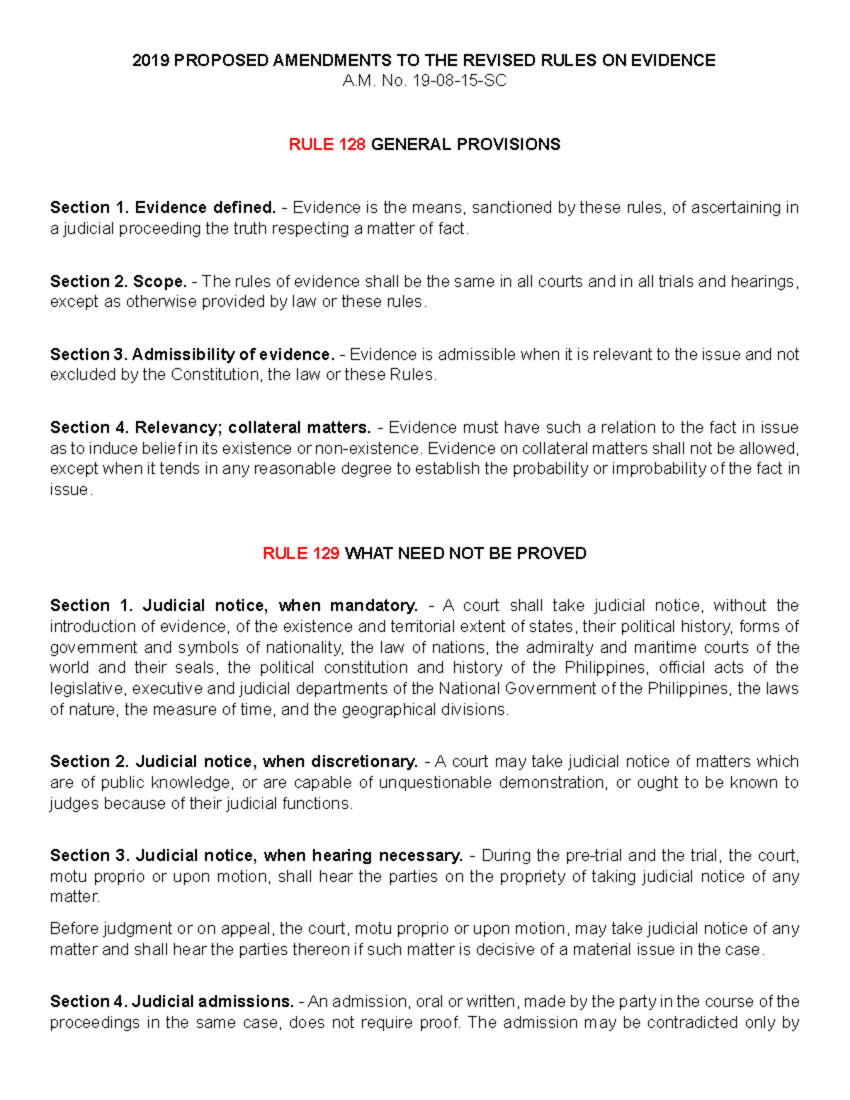 Revised Rules On Evidence B - 2019 PROPOSED AMENDMENTS TO THE REVISED ...