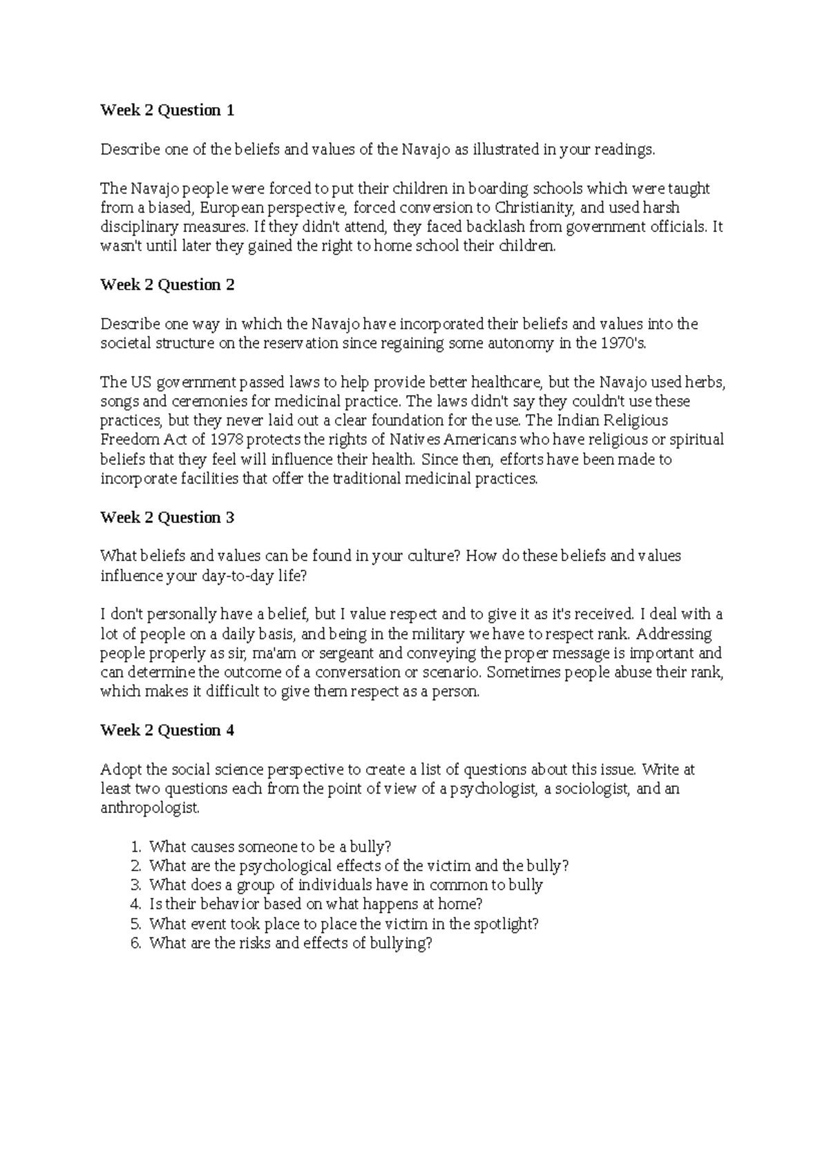 Wendy Morningstar SCS 200 Applied Social Sciences-2 - Week 2 Question 1 ...