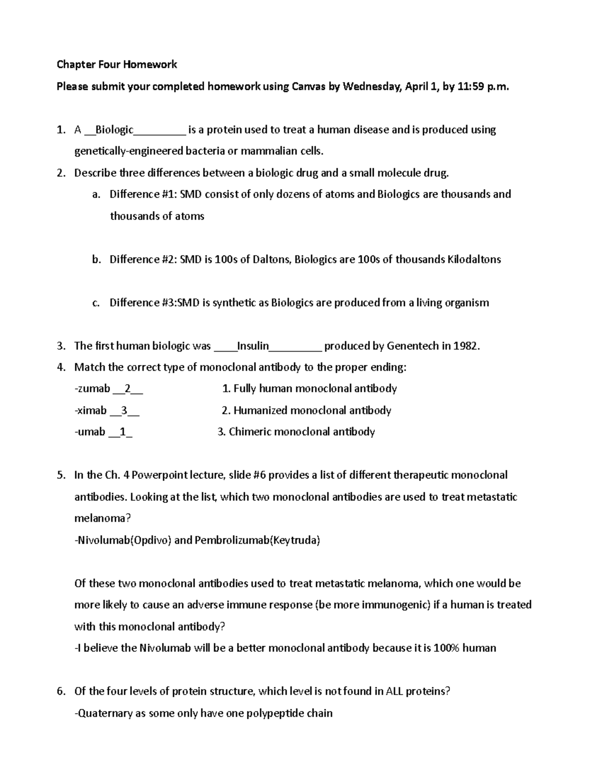 Chapter Four Homework - Chapter Four Homework Please Submit Your ...