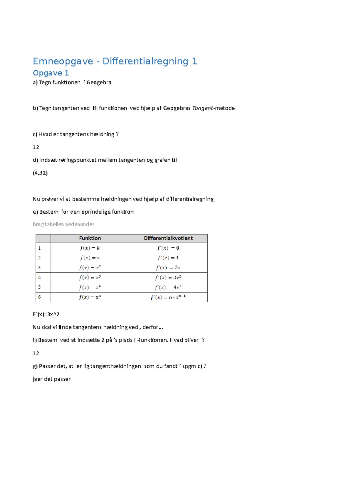 Emneopgave - Differentialregning 1 - Oktober 2021 - Emneopgave ...