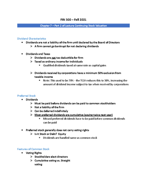 FIN 300 Lecture Notes Chapter 4 Introduction to Valuation: The Time ...