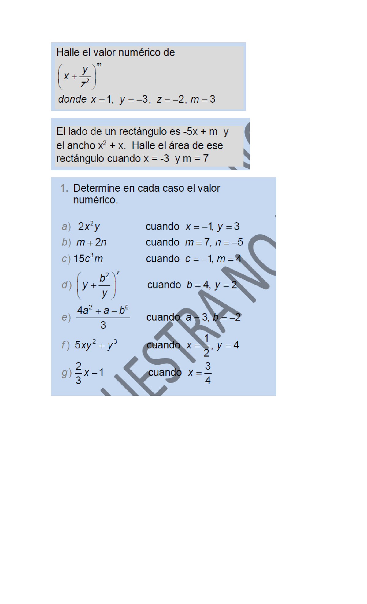Algebra, monomios y polinomios hasta combinadas - ARC35 - Studocu