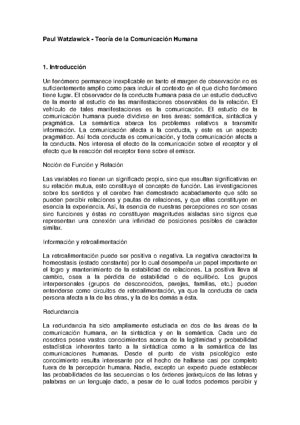 Comunicación Teoria De La Comunicacion Paul Watzlawick Resumen Respecto A Los Axiomas De 6052