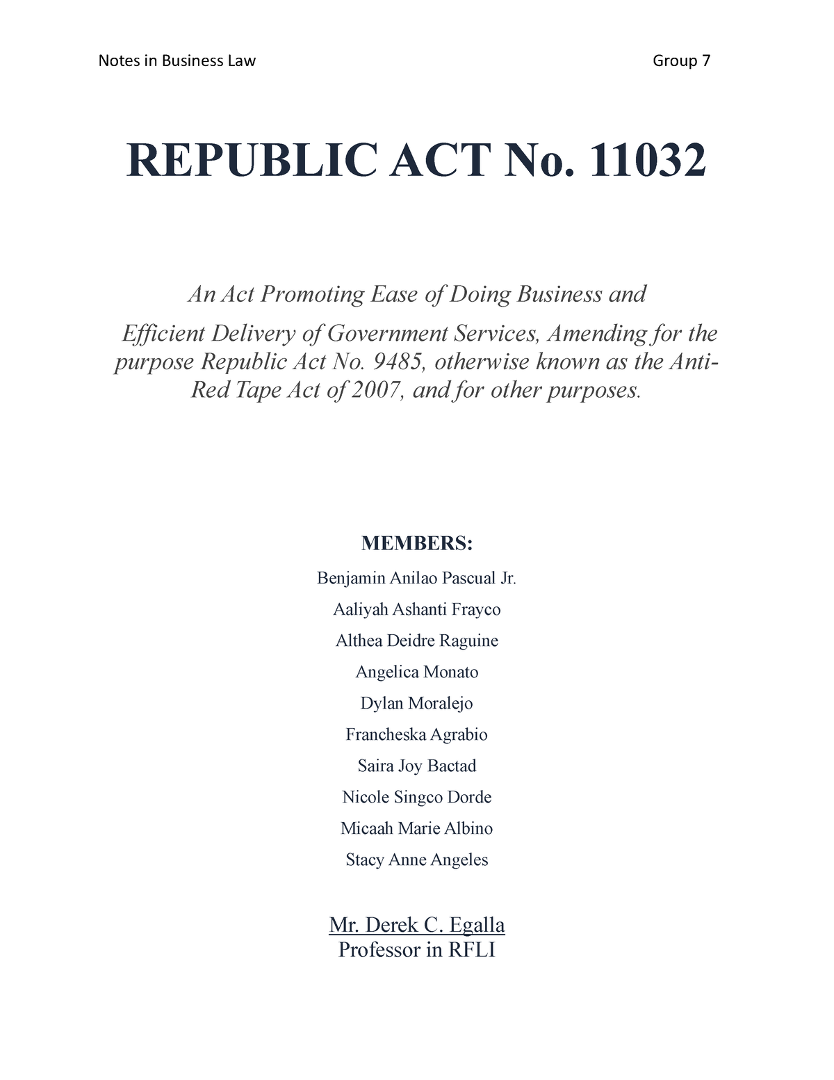 EASE OF Doing Business Notes - REPUBLIC ACT No. 11032 An Act Promoting ...