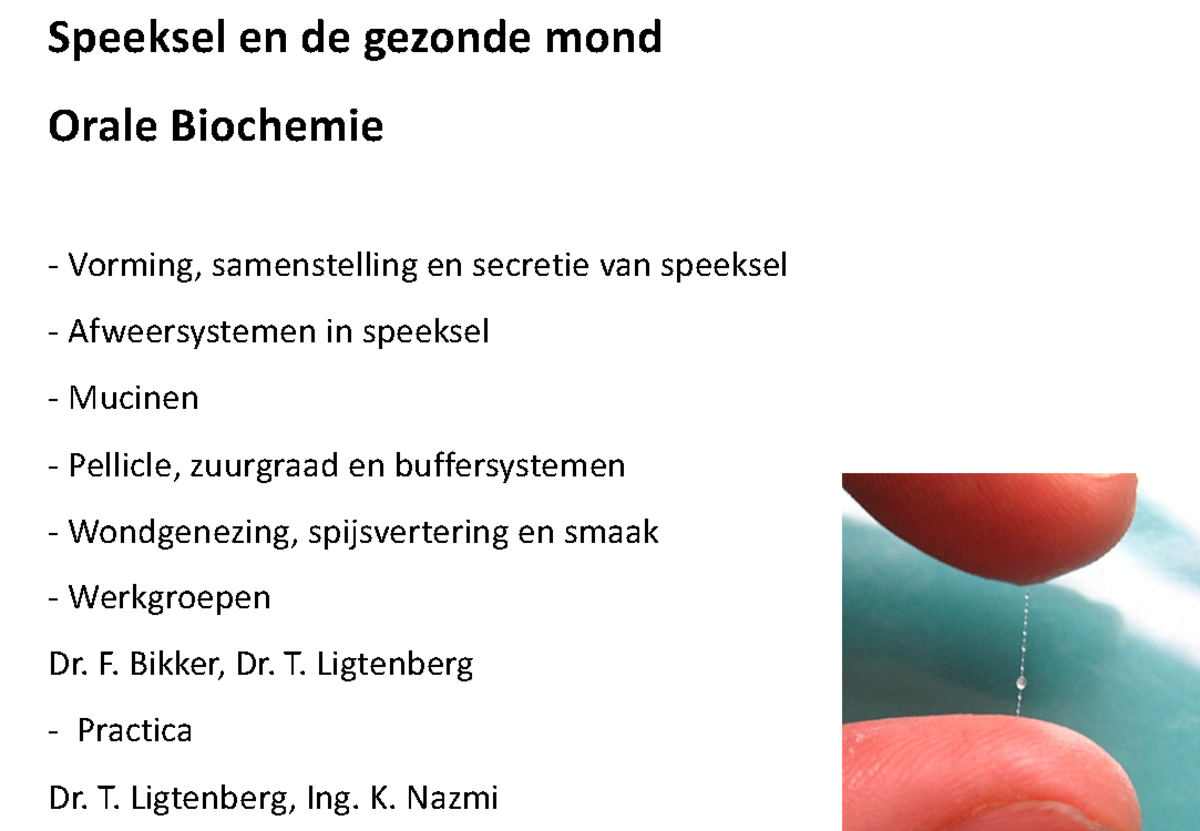 1- Mond Gezond college inleiding en speekselsecretie 2019 - Warning: TT