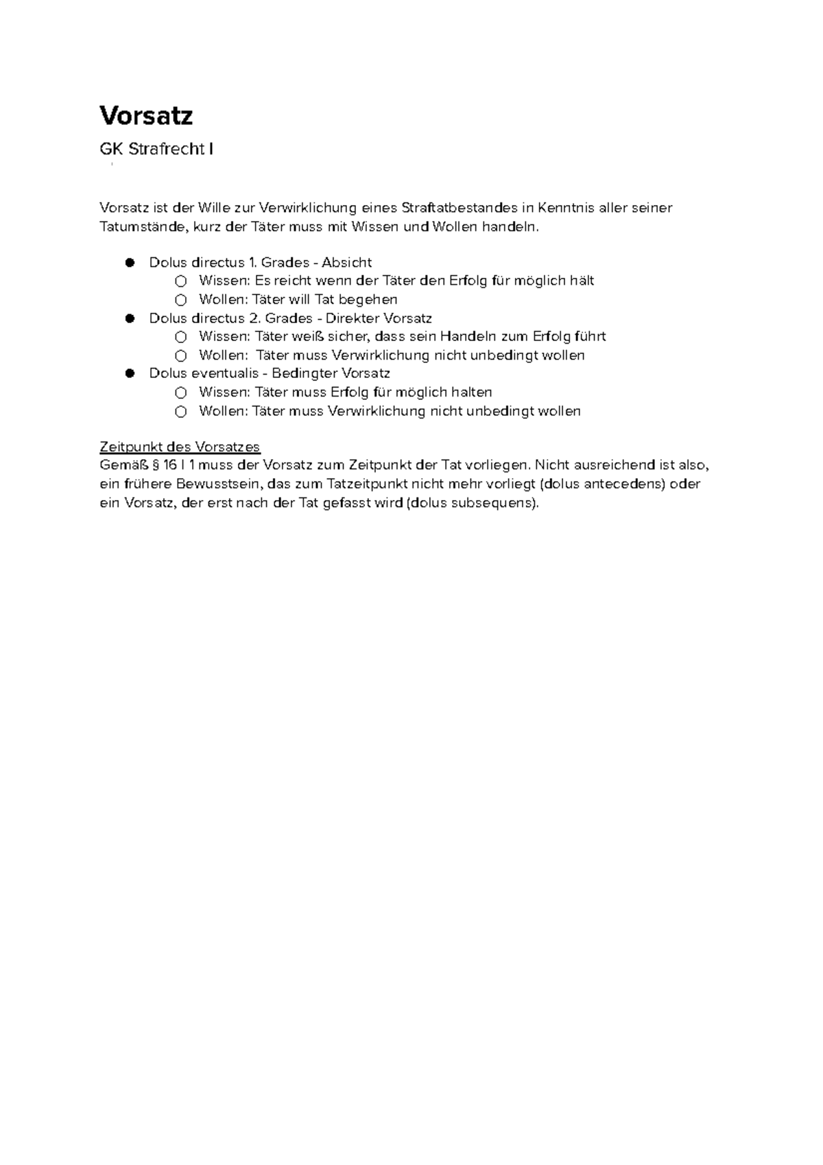 Dolus Directus 1 Grades Vorsatz - Dolus directus 1. Grades Absicht Wissen: Es reicht wenn der