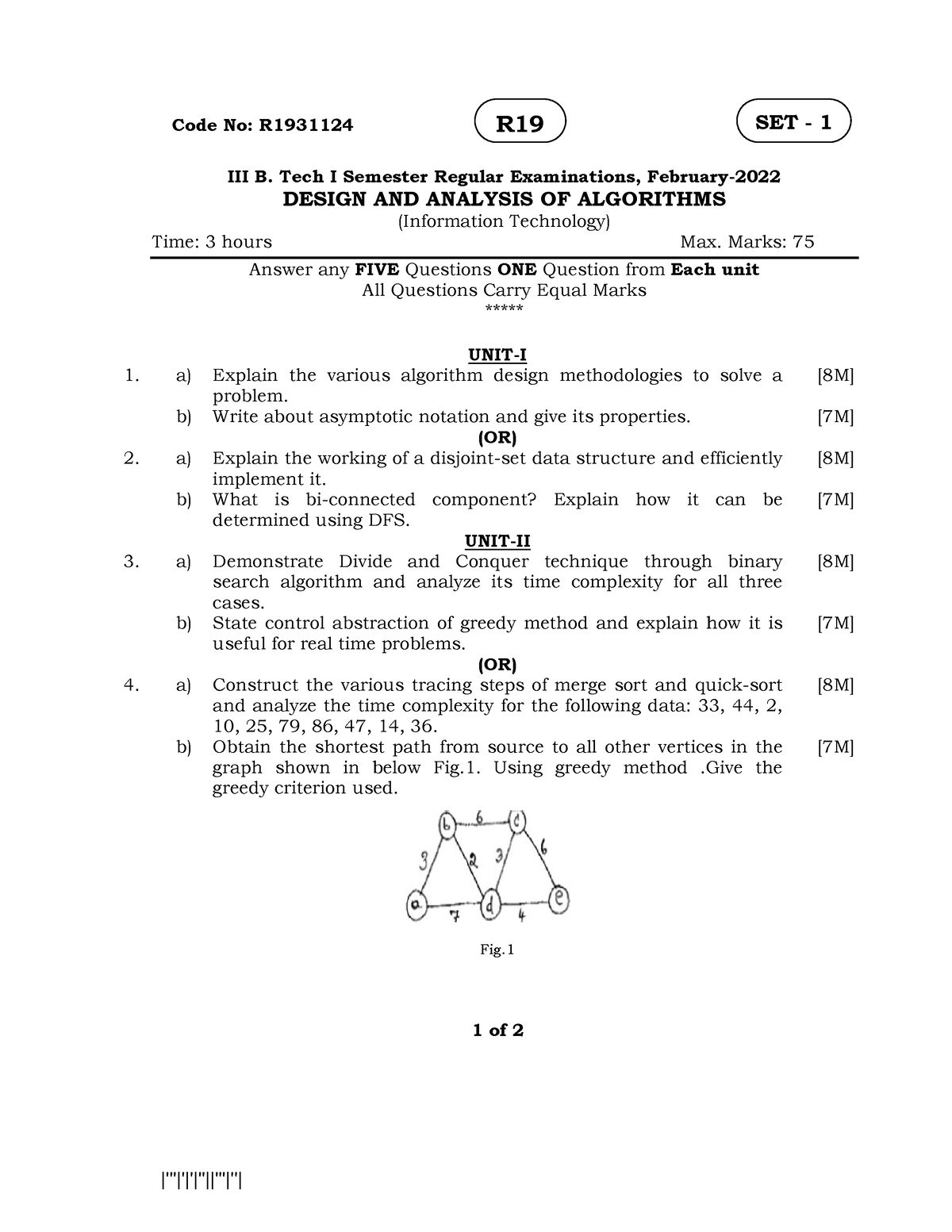 Design AND Analysis OF Algorithmms FEB 2022 - |'''|'|'|''||'''|''| III ...