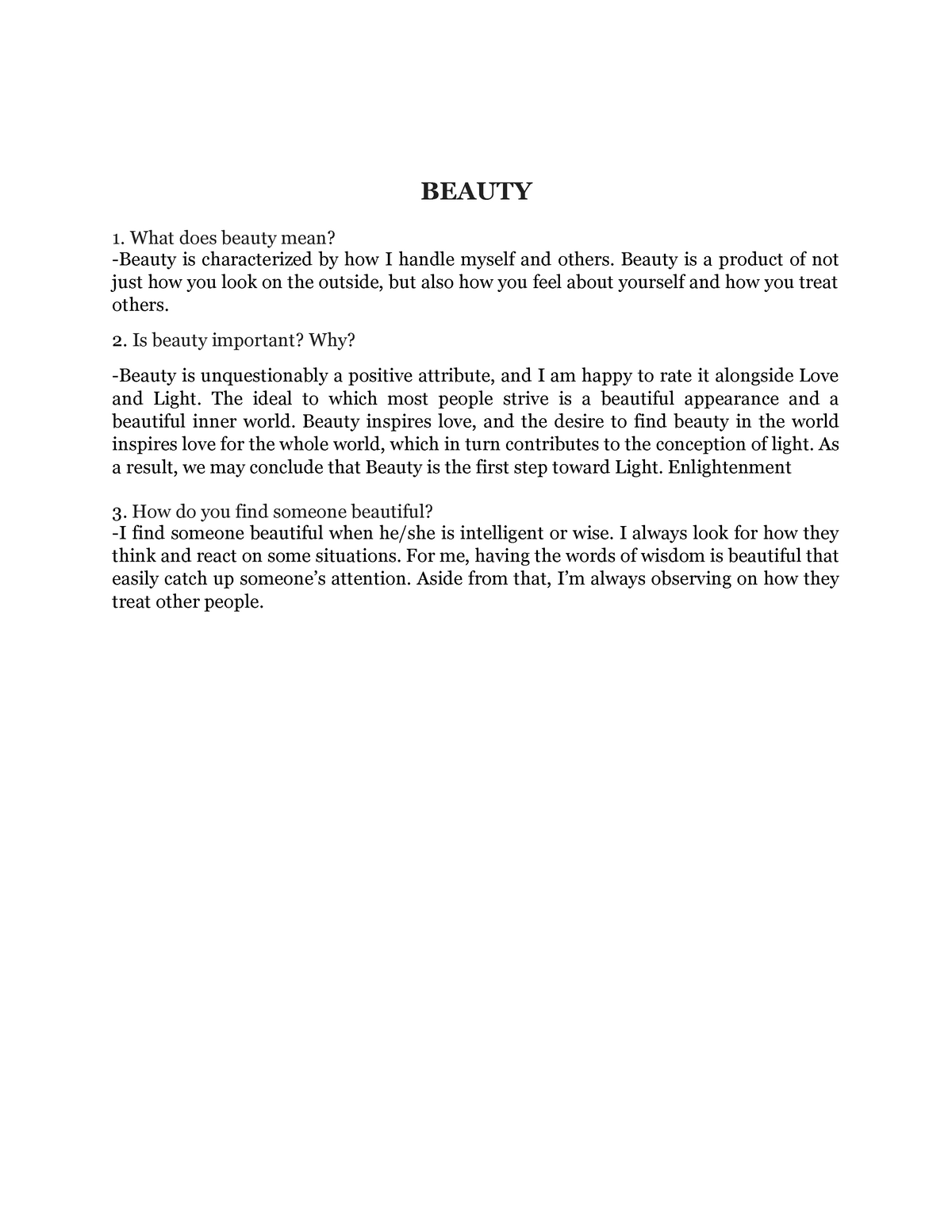 definition essays on beauty