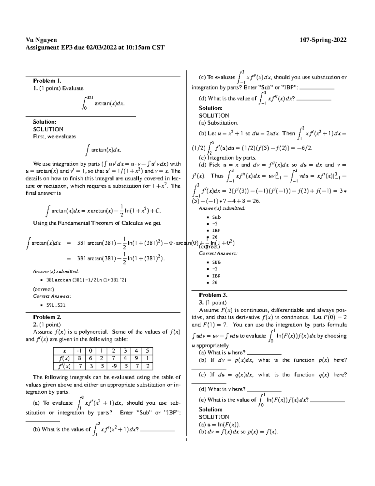 107-Spring-2022 - Calculus 2 - Vu Nguyen 107-Spring- Assignment EP3 due ...