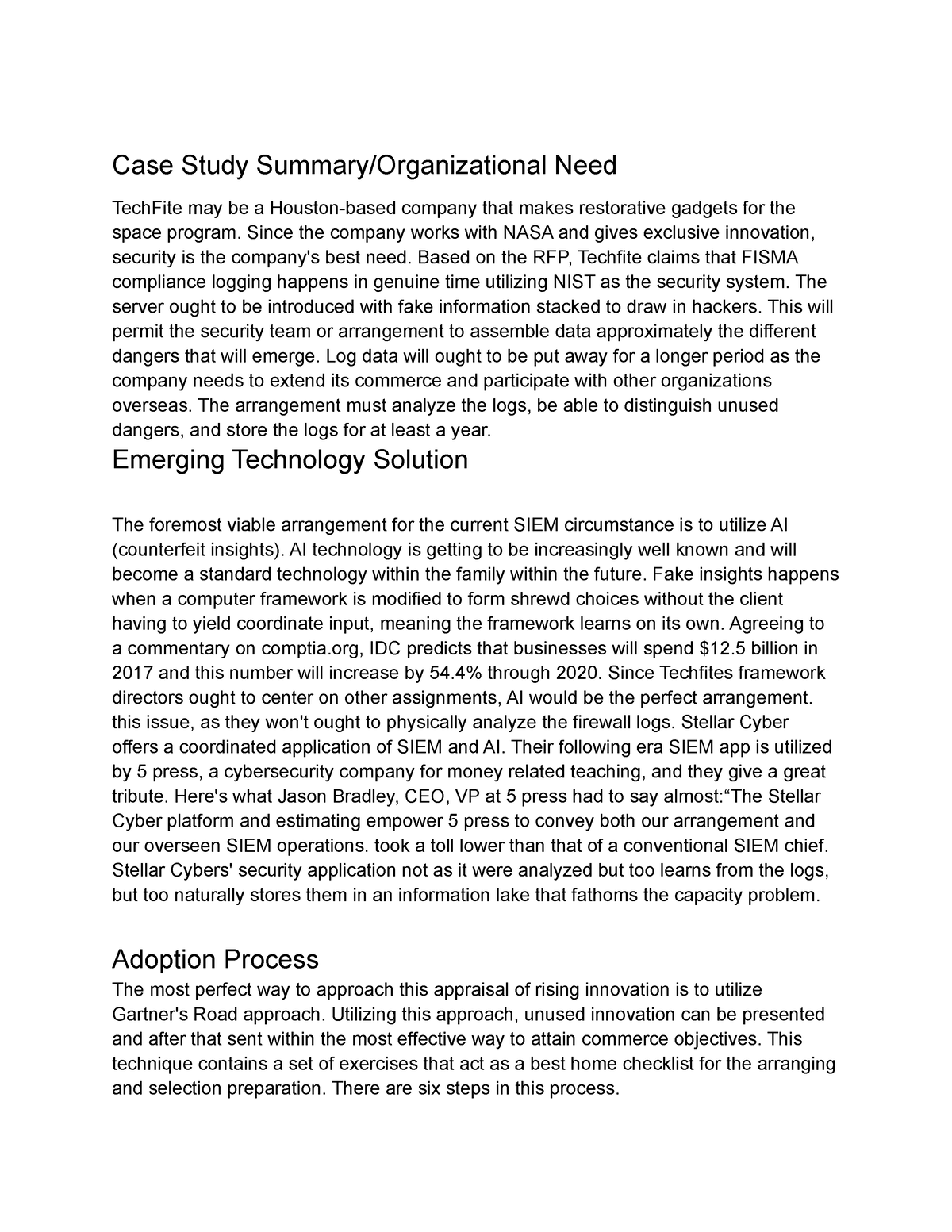 Emerging Technologies C850 - Case Study Summary/Organizational Need ...