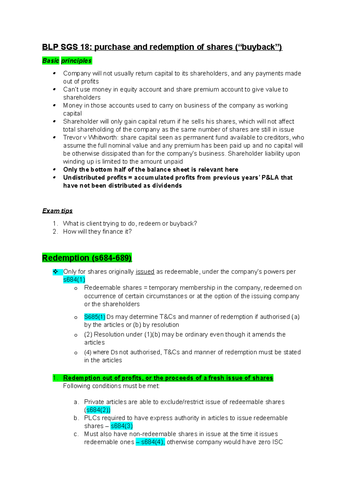 Redeemable and buyback notes - BLP SGS 18: purchase and redemption of ...