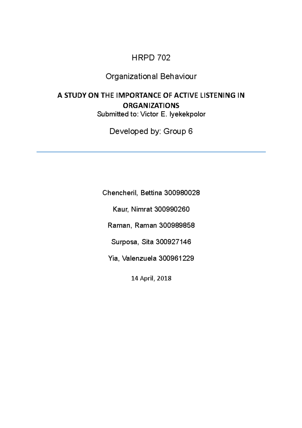 HRPD 702 Group Research Paper Group 6 - HRPD 702 Organizational ...