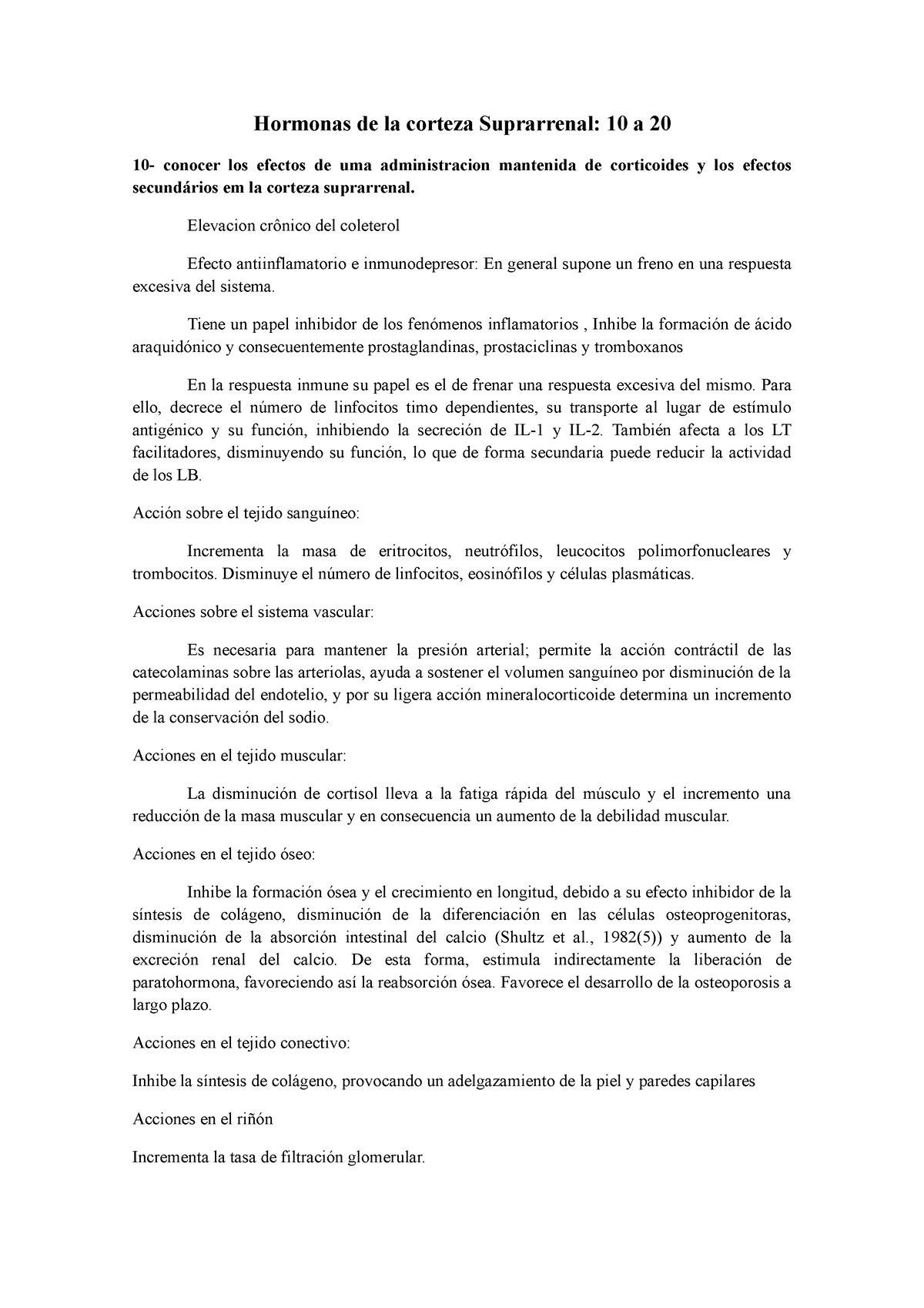 Hormonas De La Corteza Suprarrenal Elevacion Cr Nico Del Coleterol Efecto Antiinflamatorio E