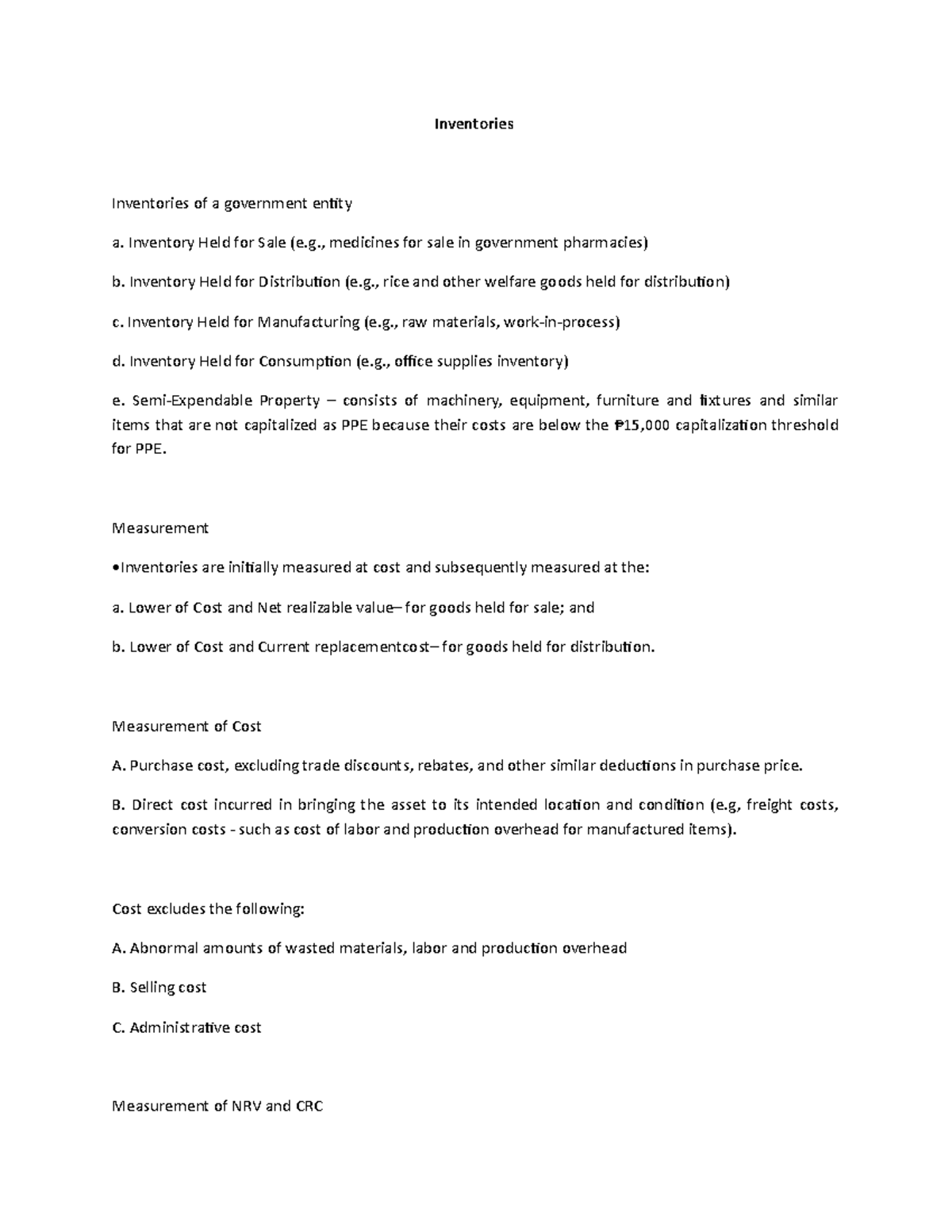 Chapter 7 Inventories - Inventories Inventories of a government entity ...