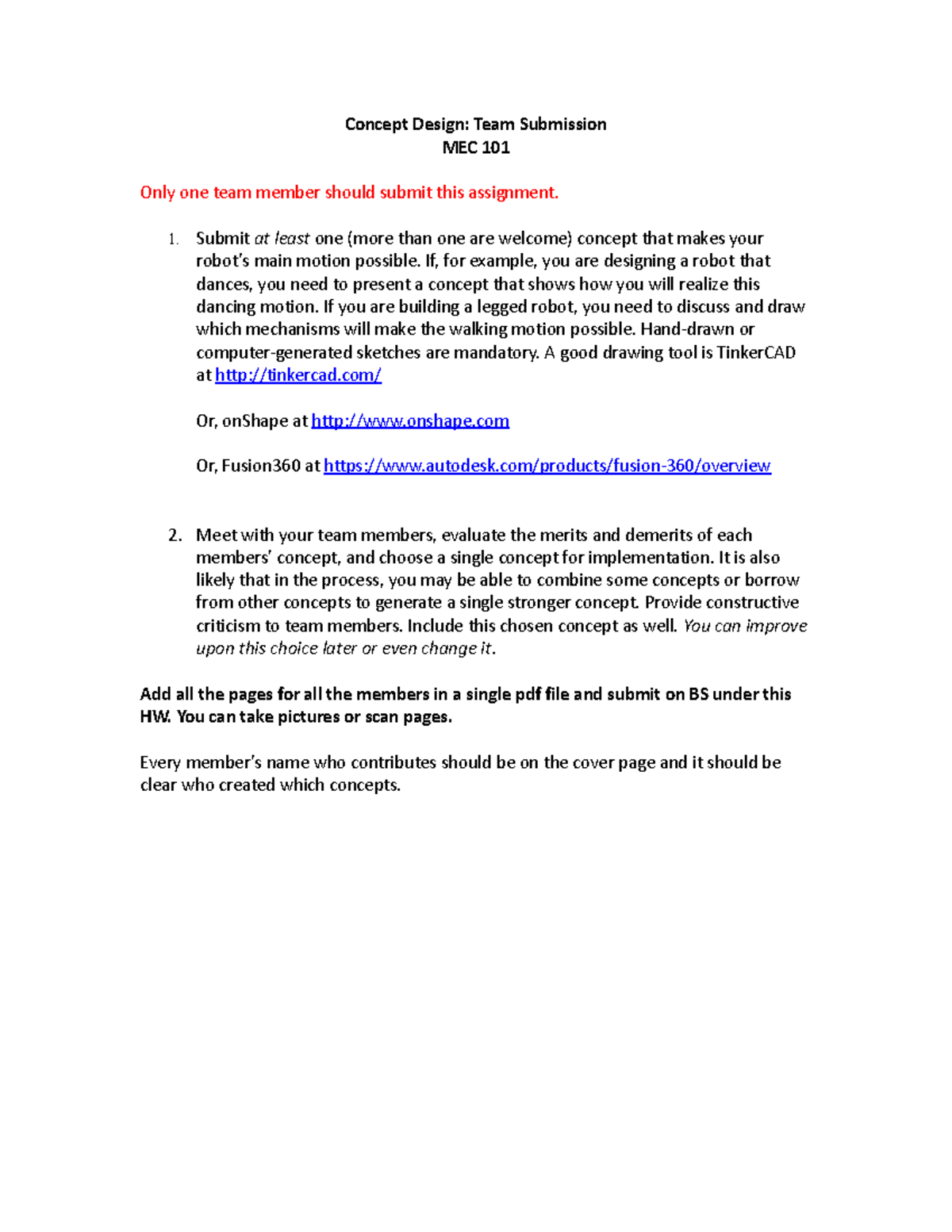 Team Submission on Conceptual Designs - Concept Design: Team Submission ...