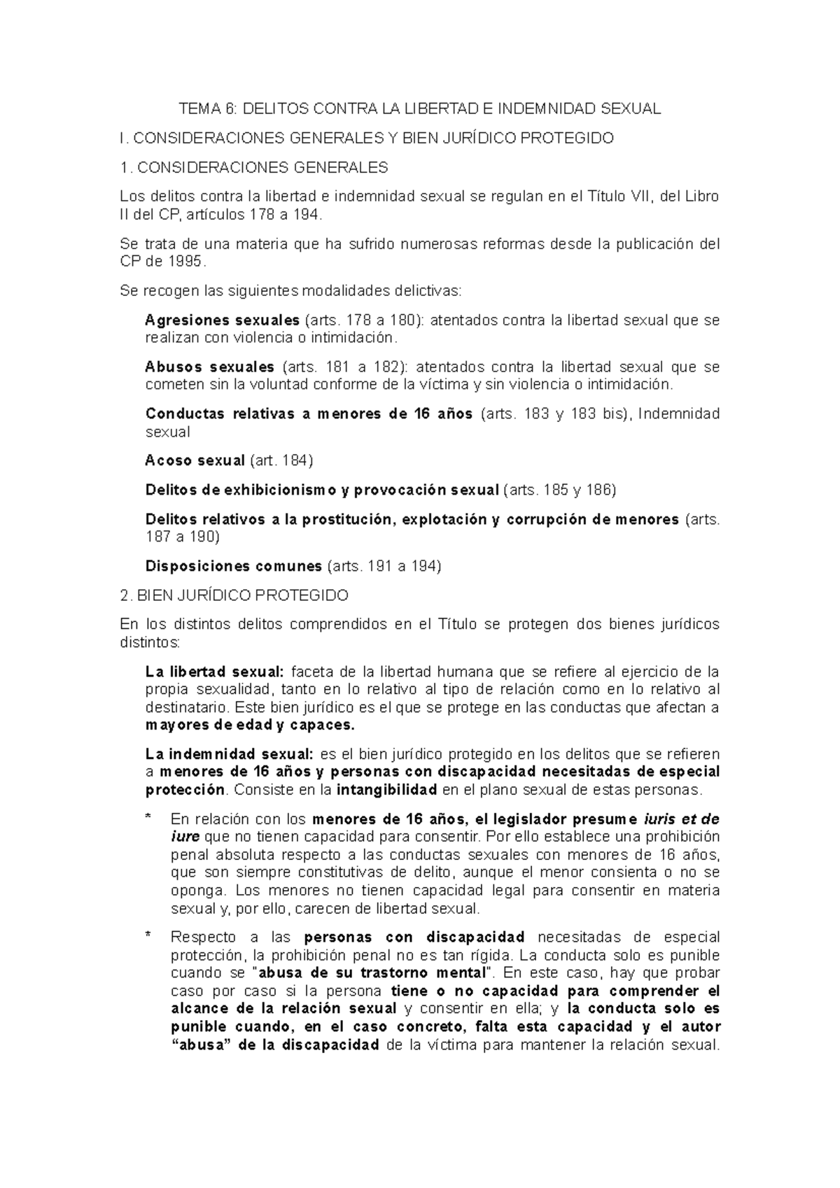 Tema 6 Apuntes 6 Delitos Contra La Libertad E Indemnidad Sexual Tema 6 Delitos Contra La 7327