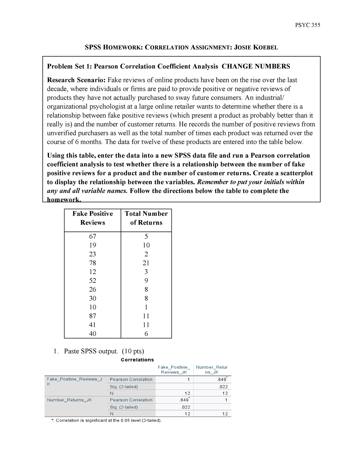 spss homework correlation assignment