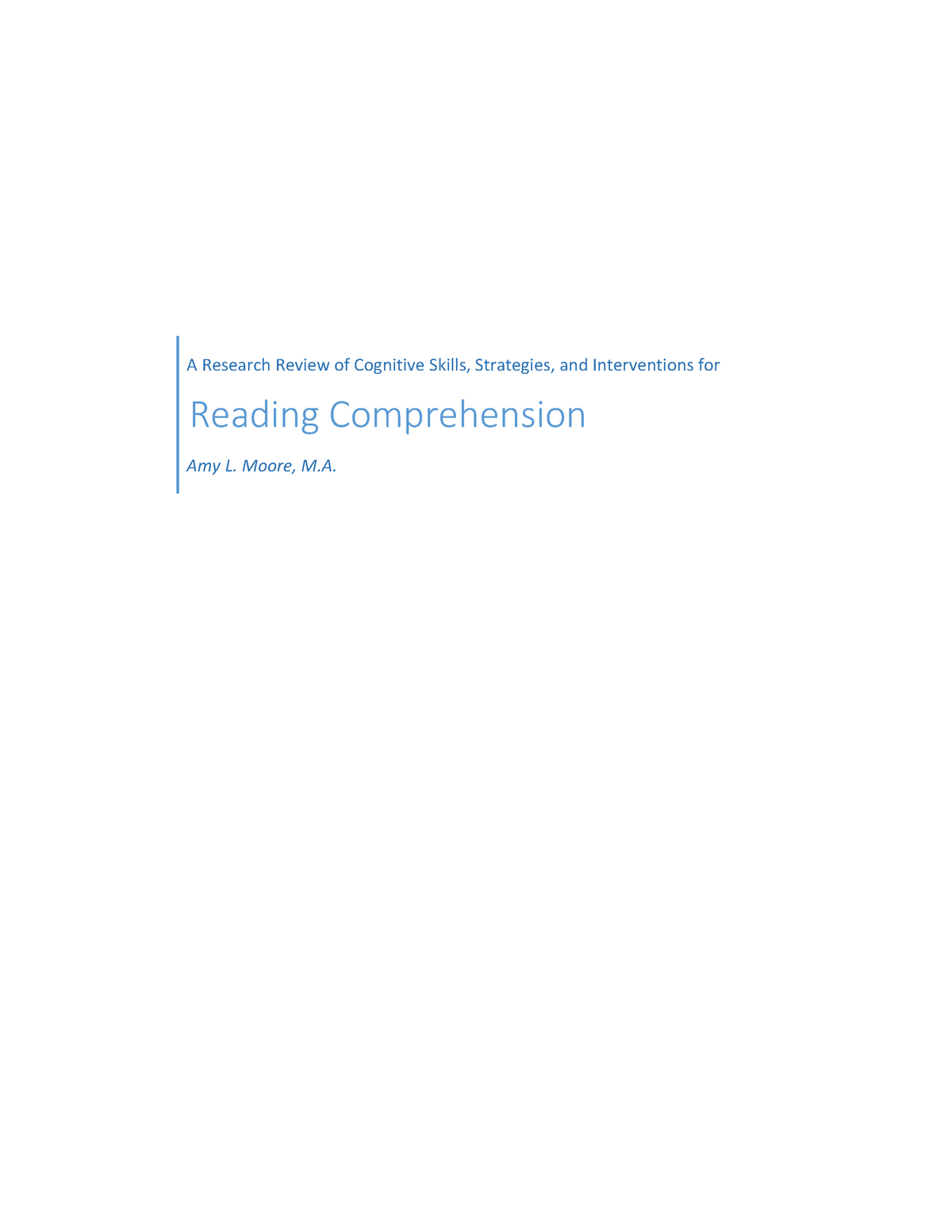 reading comprehension skills research paper