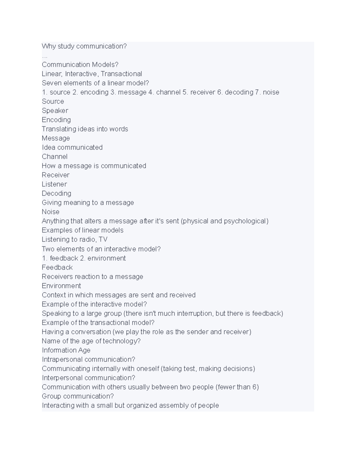 COMS 101 - Lecture Notes - Why study communication? ... Communication ...