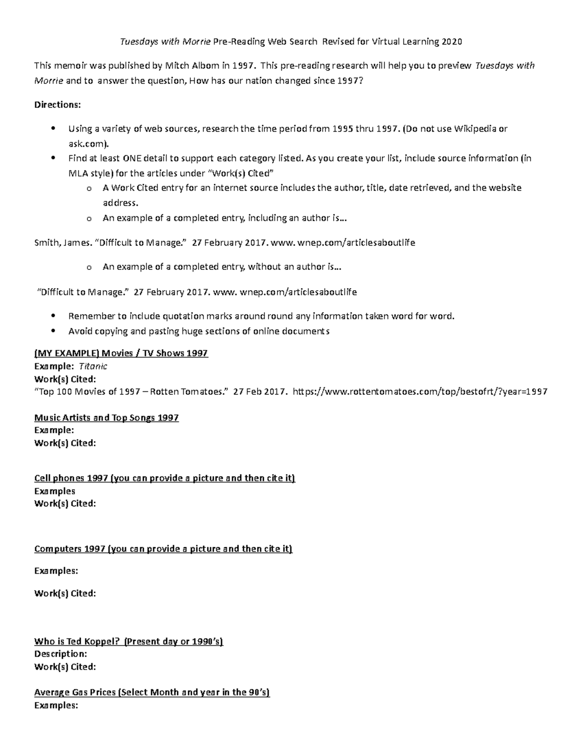 TWM Revised Research Virtual Learning 2020 - Tuesdays with Morrie Pre ...