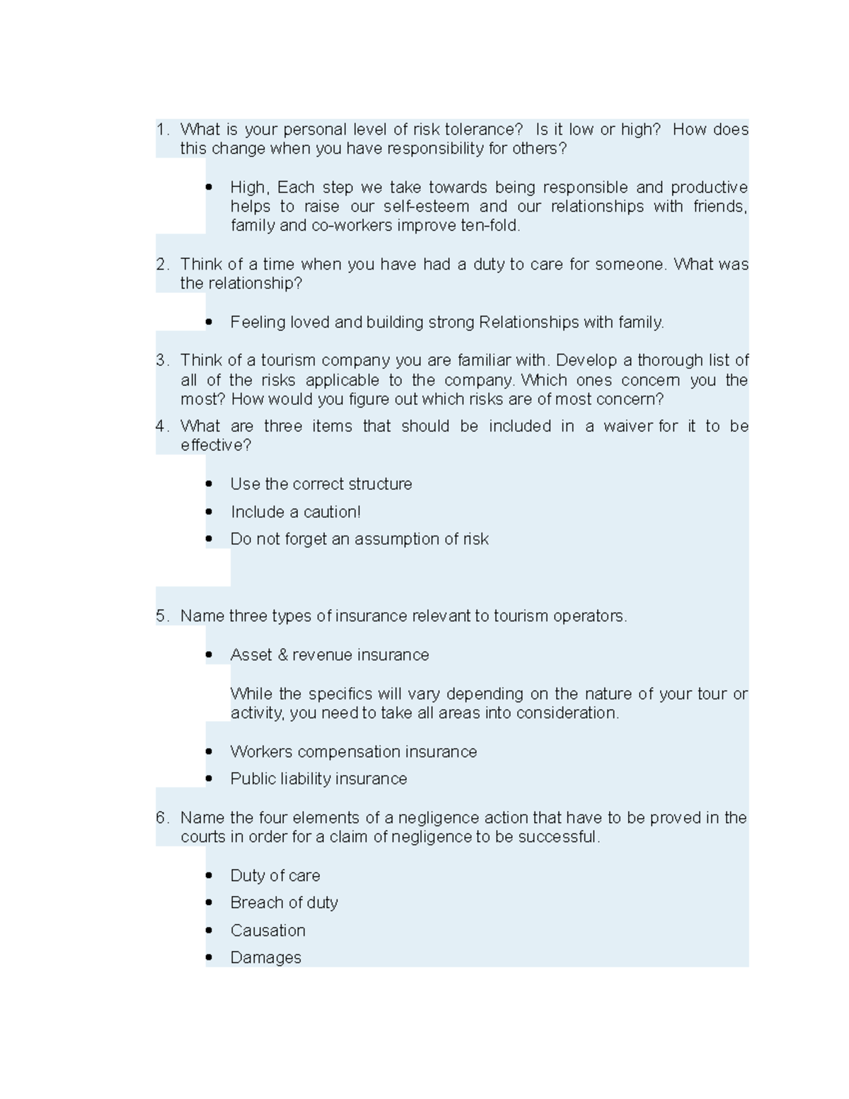 Activity 12 - activities and notes - What is your personal level of ...