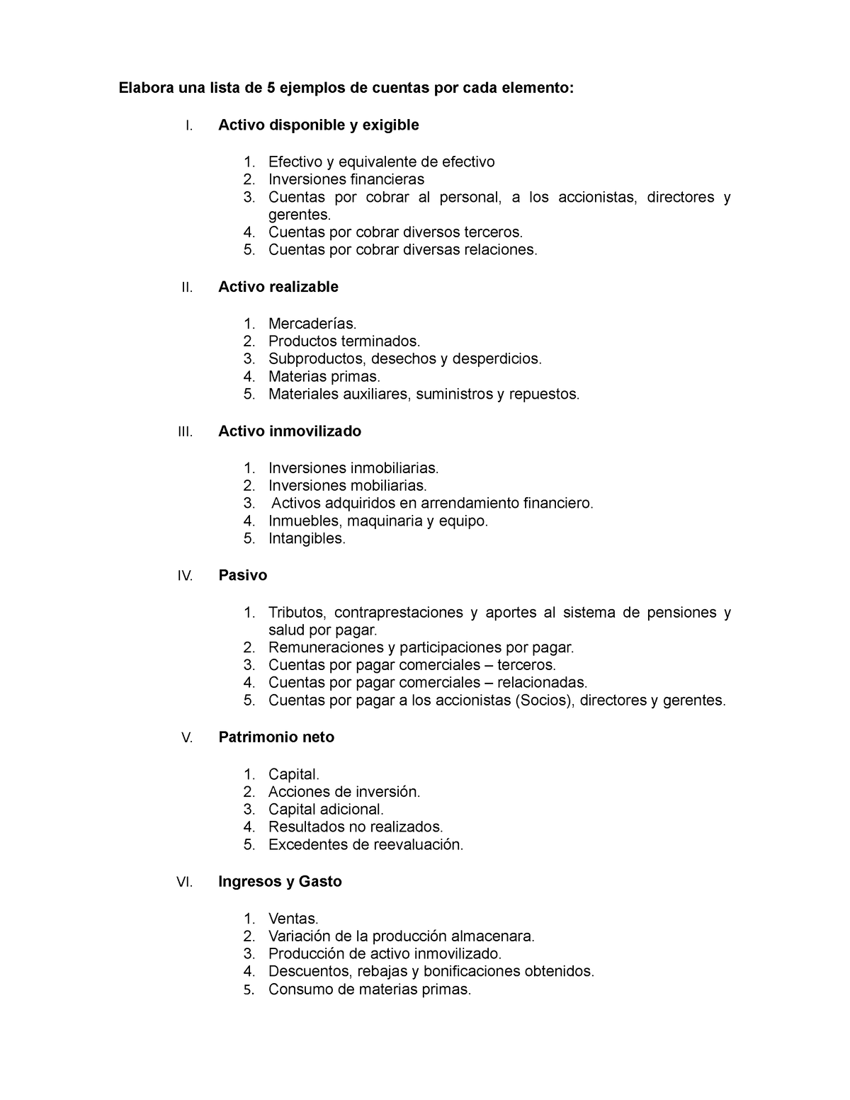 Ejemplos De Cuentas Del Plan Contable General Empresarial Elabora Una