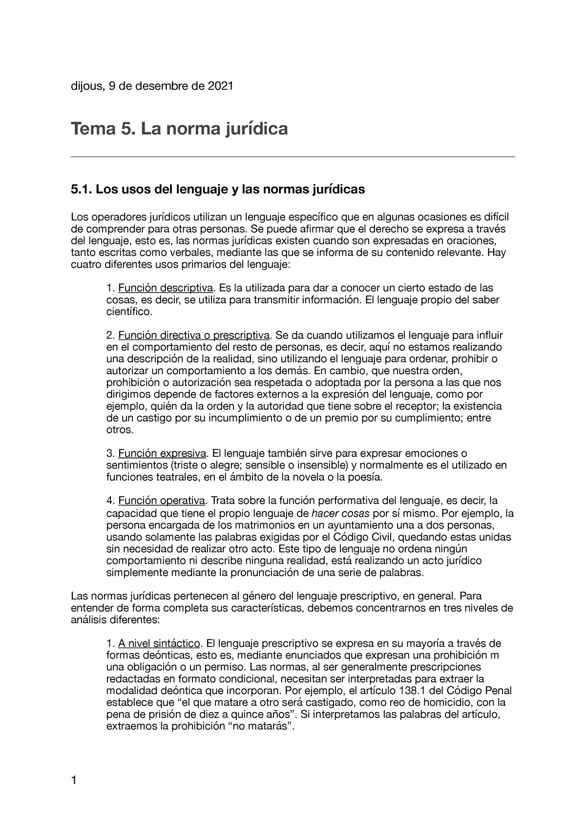 Tema 5 - Apuntes Teoria Del Derecho - Dijous, 9 De Desembre De 2021 ...