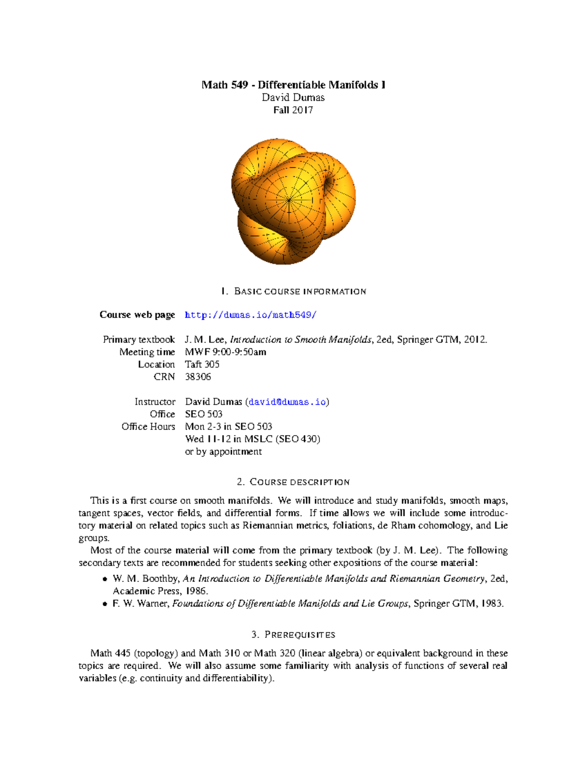 Syllabus Math 549 Differentiable Manifolds I Uic Studocu - 