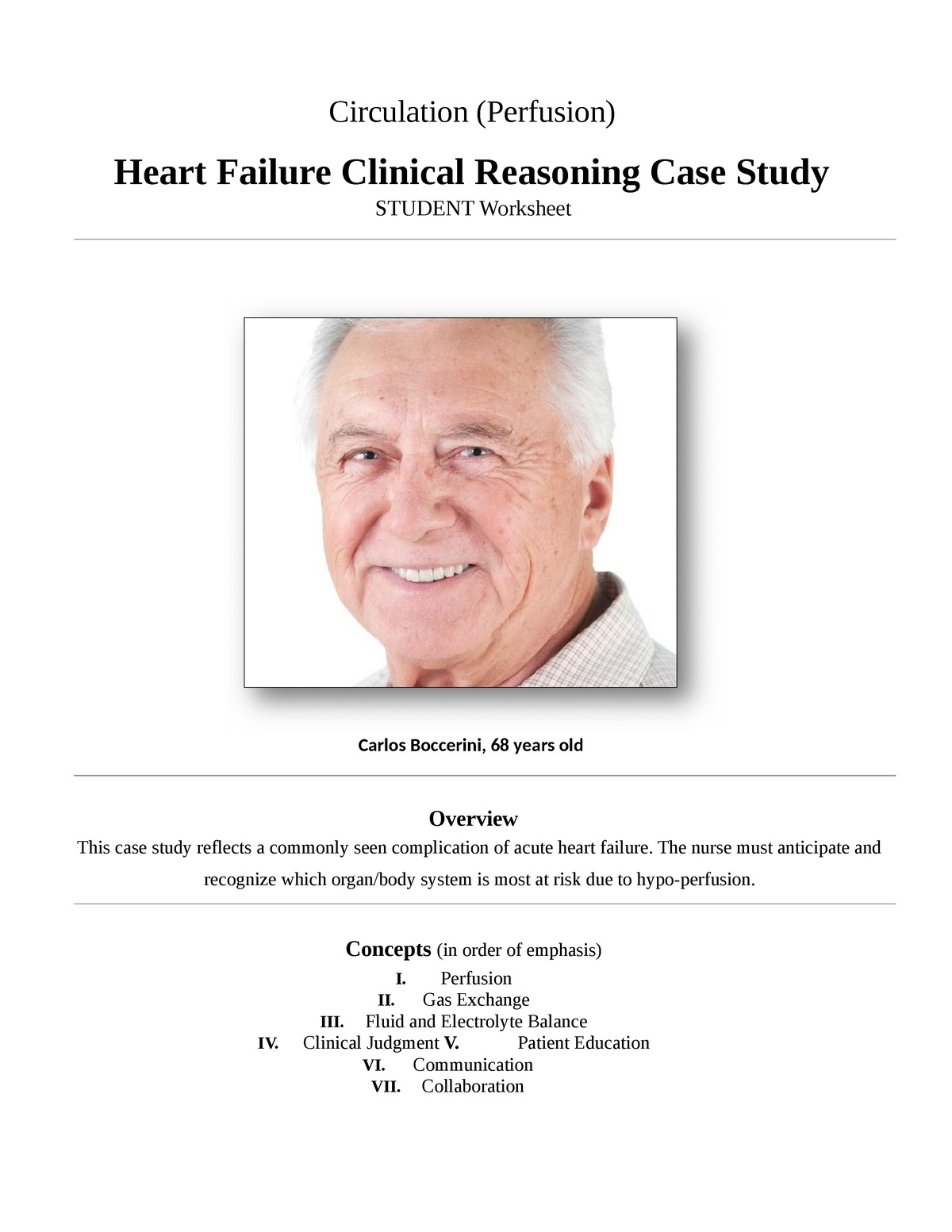 a case study heart failure