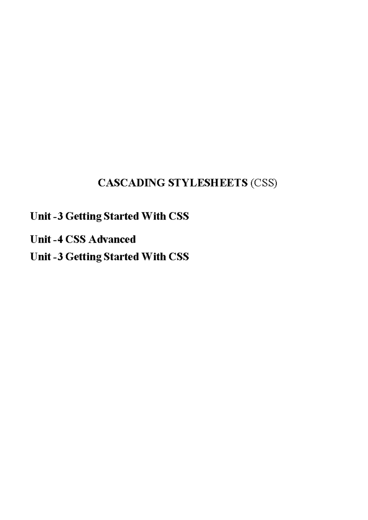 CSS - Here CSS complete Notes - CASCADING STYLESHEETS (CSS) Unit - 3 ...