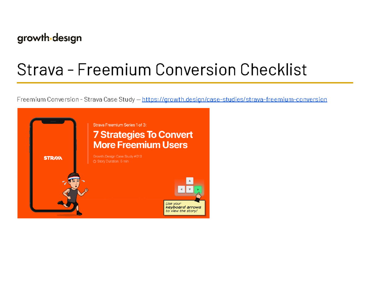 Strava Freemium Conversion Checklist - Strava - Freemium Conversion ...