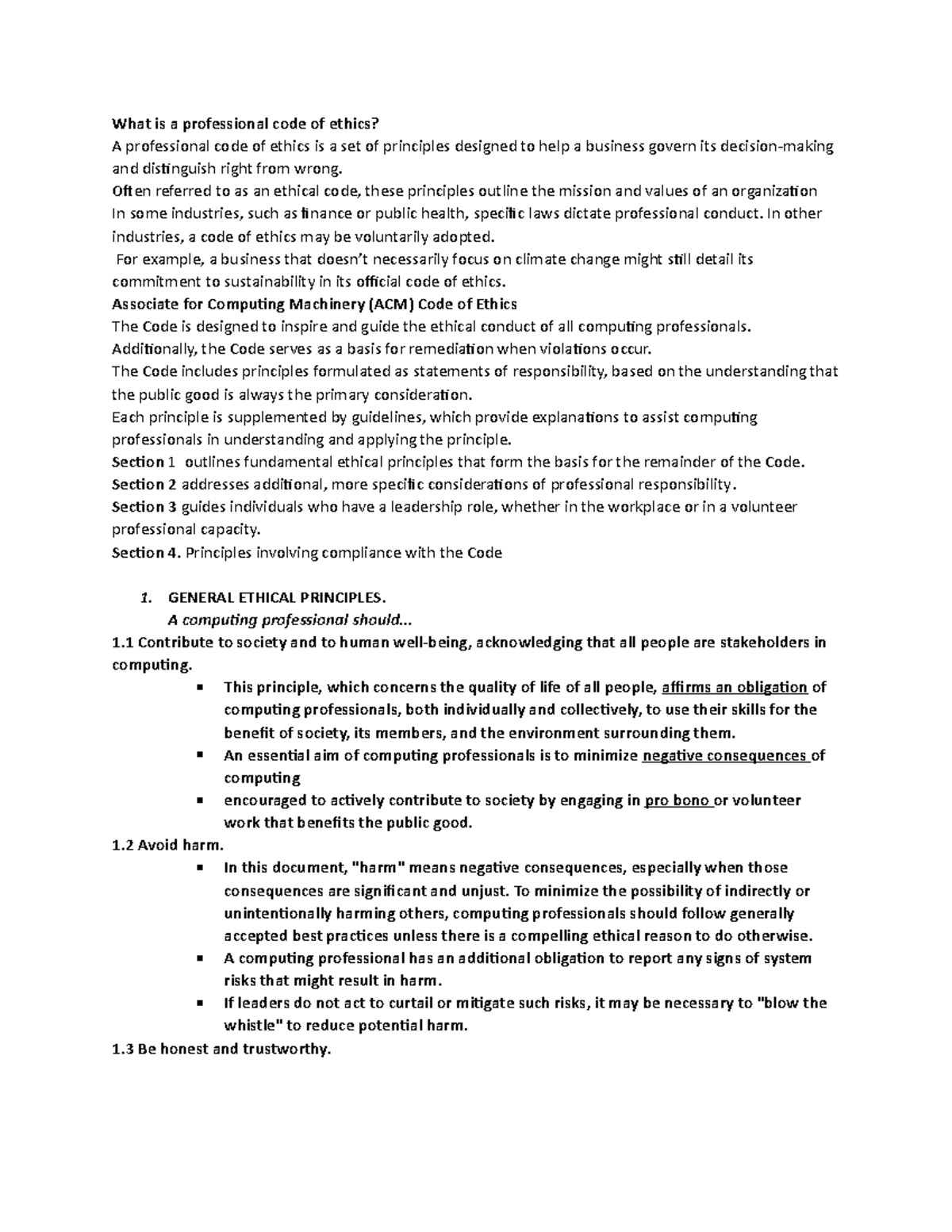 Professional code of ethics - Often referred to as an ethical code ...